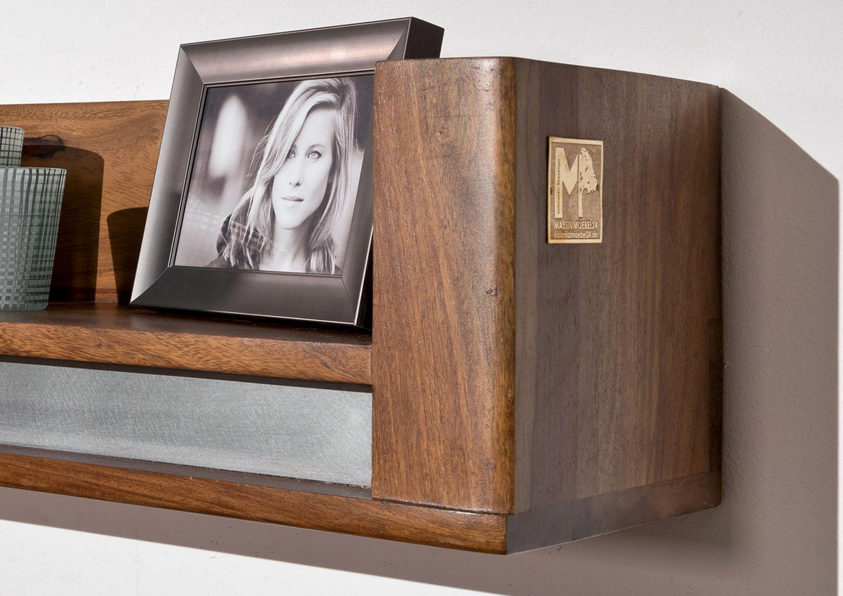 WANDBOARD Sheesham 120x22x20 noble unique lackiert SYDNEY #108 - Braun, Holz (120/20/22cm) - Massivmoebel24