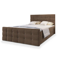 BOXBETT SLAT 140x200 cm mit Matratze und Topper - Braun - Braun, Holz (140/200cm) - MASSENO