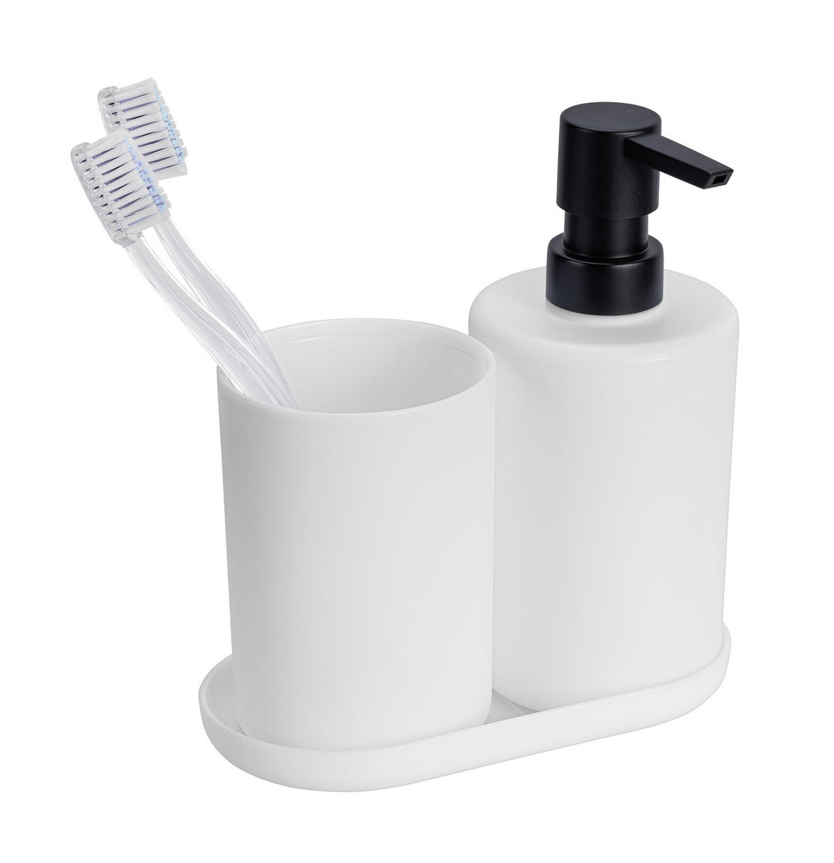 BADEZIMMER-SET Seifenspender Fano 350 ml 8,3/17,4/16 cm - Weiß, Kunststoff (17.4/16/8.3cm) - Allstar