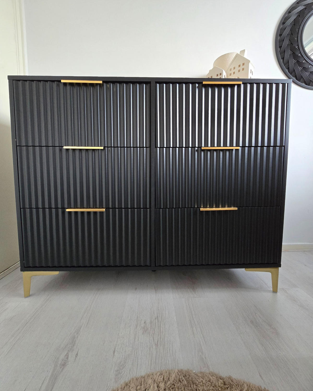 KOMODA s 6 zásuvkami Černá Walcott - černá, kompozitní dřevo (108/89/40cm) - Beliani