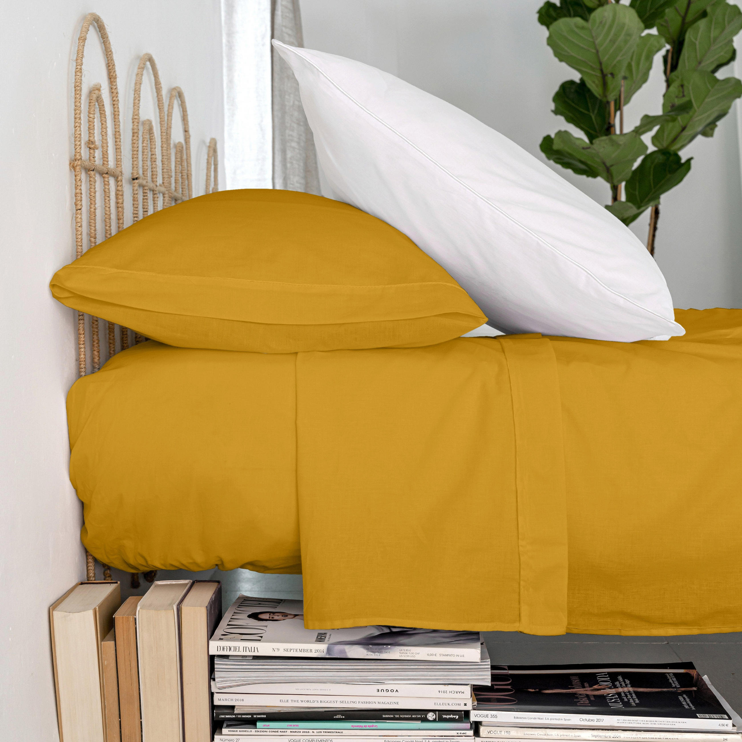 OBERBETTLAKEN basic 160x270 cm senf - Gelb, Textil (160/270cm) - Happy Friday