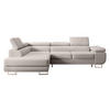 ECKSOFA Stevil Cremeweiß Velours - Silberfarben/Creme, Textil/Metall (275/203cm) - Selsey
