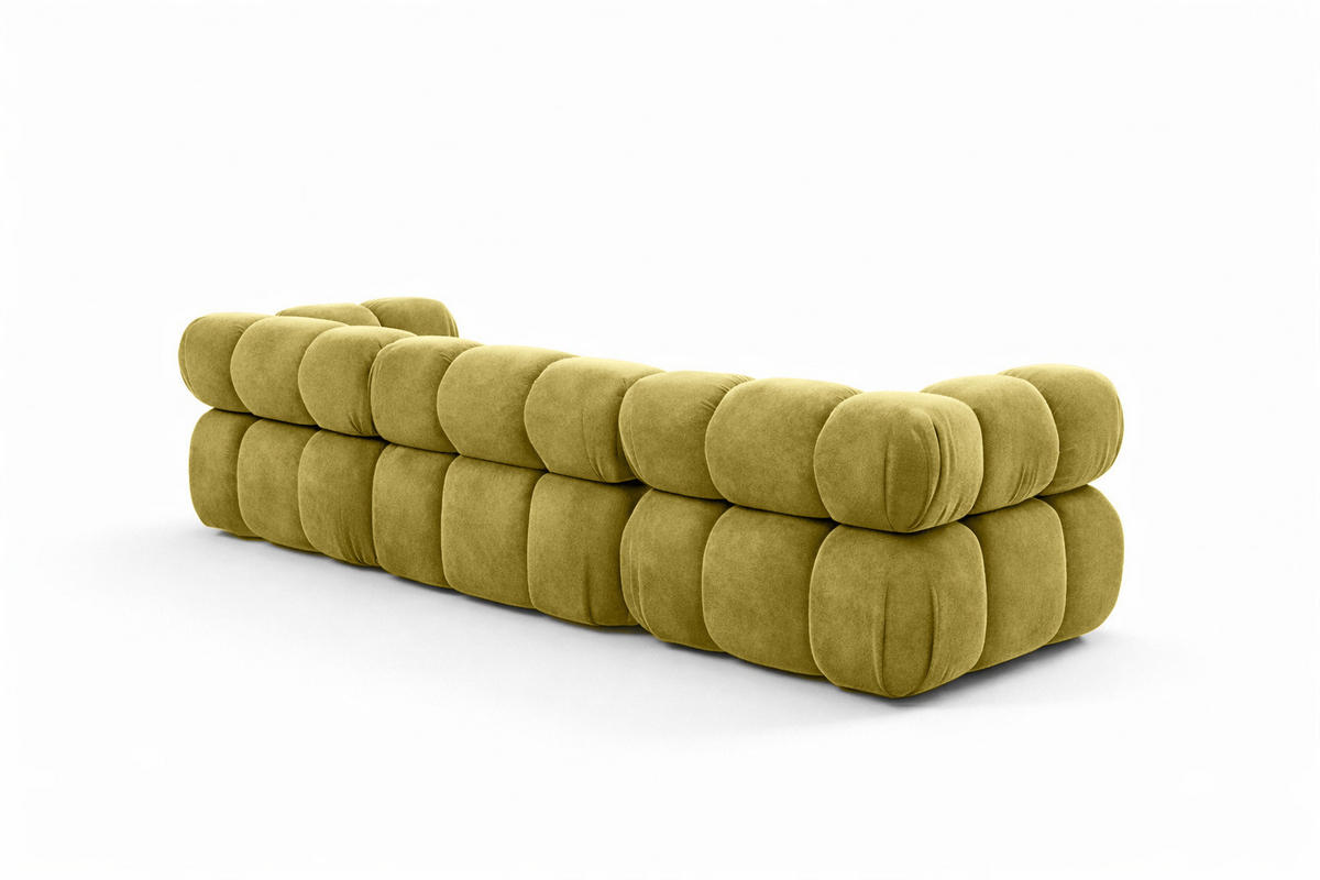 COUCH, 3-Sitzer Modular, Veloursstoff Salvador, Olive, Selia - Olivgrün, Holz (285/70/95cm) - Kaiser Möbel