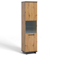HOCHVITRINE Zonda 51/200/40 1-türig - Schwarz/Eiche Artisan, Holzwerkstoff/Kunststoff (51/200/40cm) - Ravio