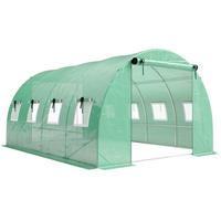 GEWÄCHSHAUS aus Polyethylen 295x400x200 cm in Grün mit 2 Rolltüren & 8 Netzfenstern - Grün, Kunststoff (295/200/400cm) - Modfu