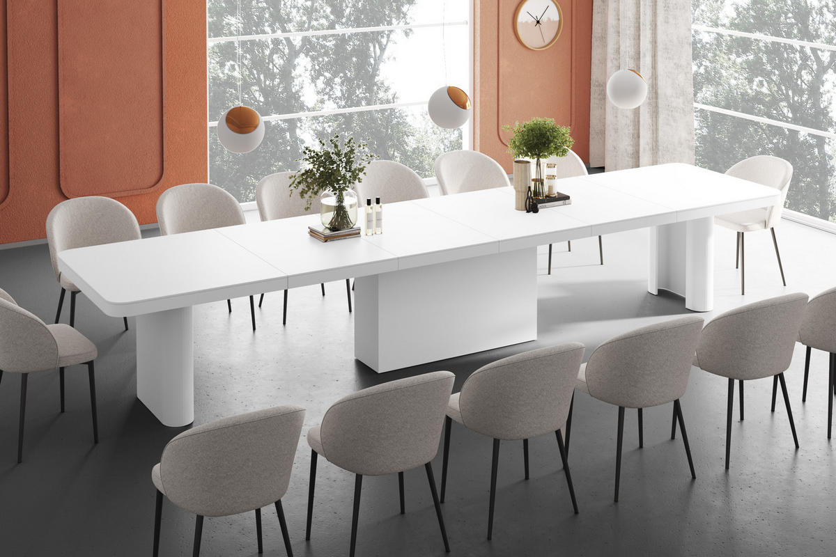 ESSTISCH rechteckig ausziehbar XXL Weiß matt 160/100/75 cm - Weiß, Holzwerkstoff (100/160/75cm) - designimpex