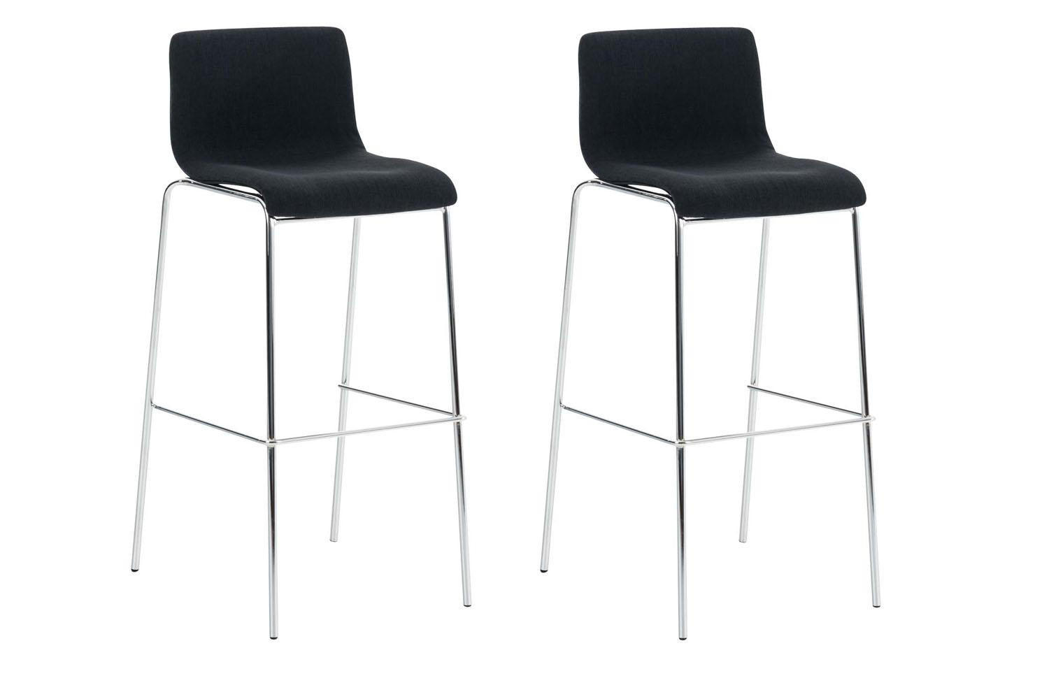 BARHOCKER 2er Set Stoff schwarz - Chromfarben/Schwarz, Textil/Metall (43/100/48cm) - CLP