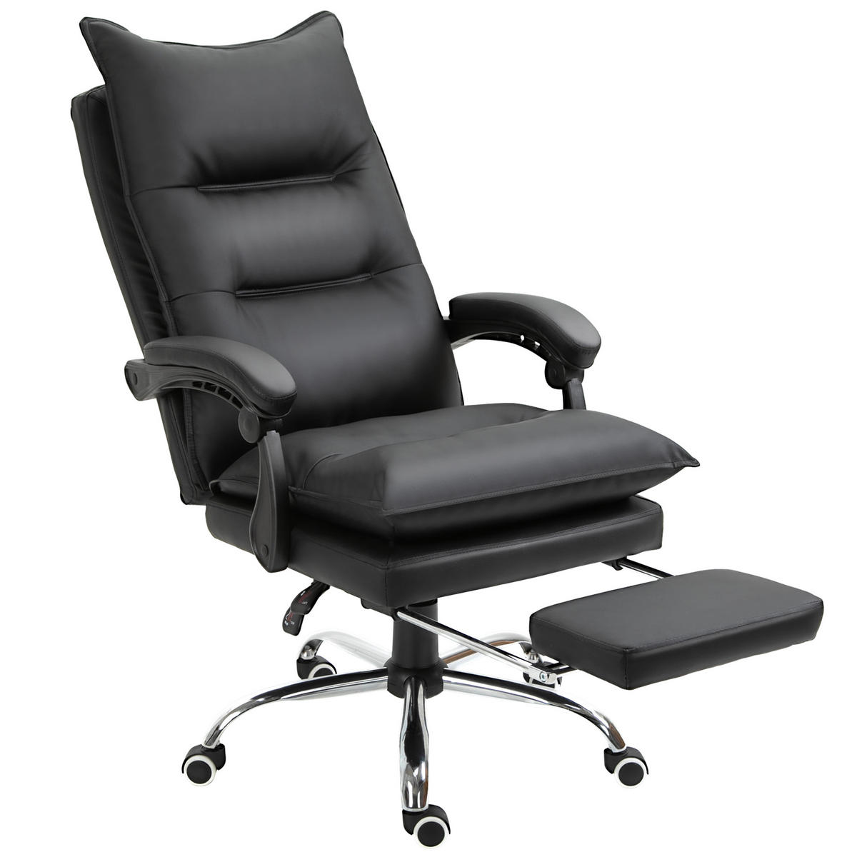 BÜROSTUHL DE-05093 Ergonomisch, Fußstütze & höhenverstellbar Schwarz - Schwarz, Kunststoff (72/130/66cm) - ComfortXL