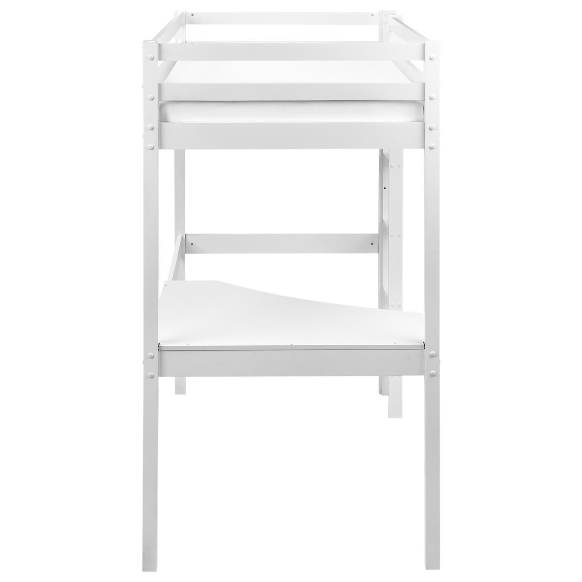 HOCHBETT MIT SCHREIBTISCH 90x200 cm Weiß Loury - Weiß, Holz (90/200cm) - Beliani