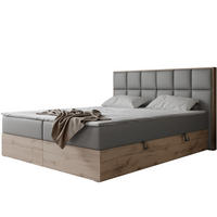 BOXBETT LAVIO II 160/200 cm, in Grau, mit Matratze und Topper - Grau, Holzwerkstoff/Textil (160/200cm) - Idohome