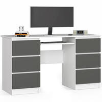 SCHREIBTISCH Weiß, Grau 135x50x77 cm - Graphitfarben/Weiß, Holzwerkstoff (50/135/77cm) - Akord