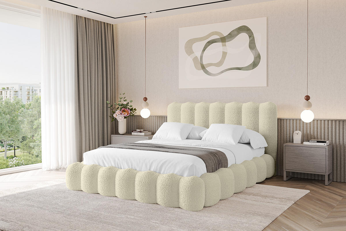 POLSTERBETT mit Bettkasten und Lattenrost, Bett mit Matratze H3/H4 - SORA 180x200 Beige - Taupe, Holzwerkstoff/Textil (180/200cm) - ALTDECOR