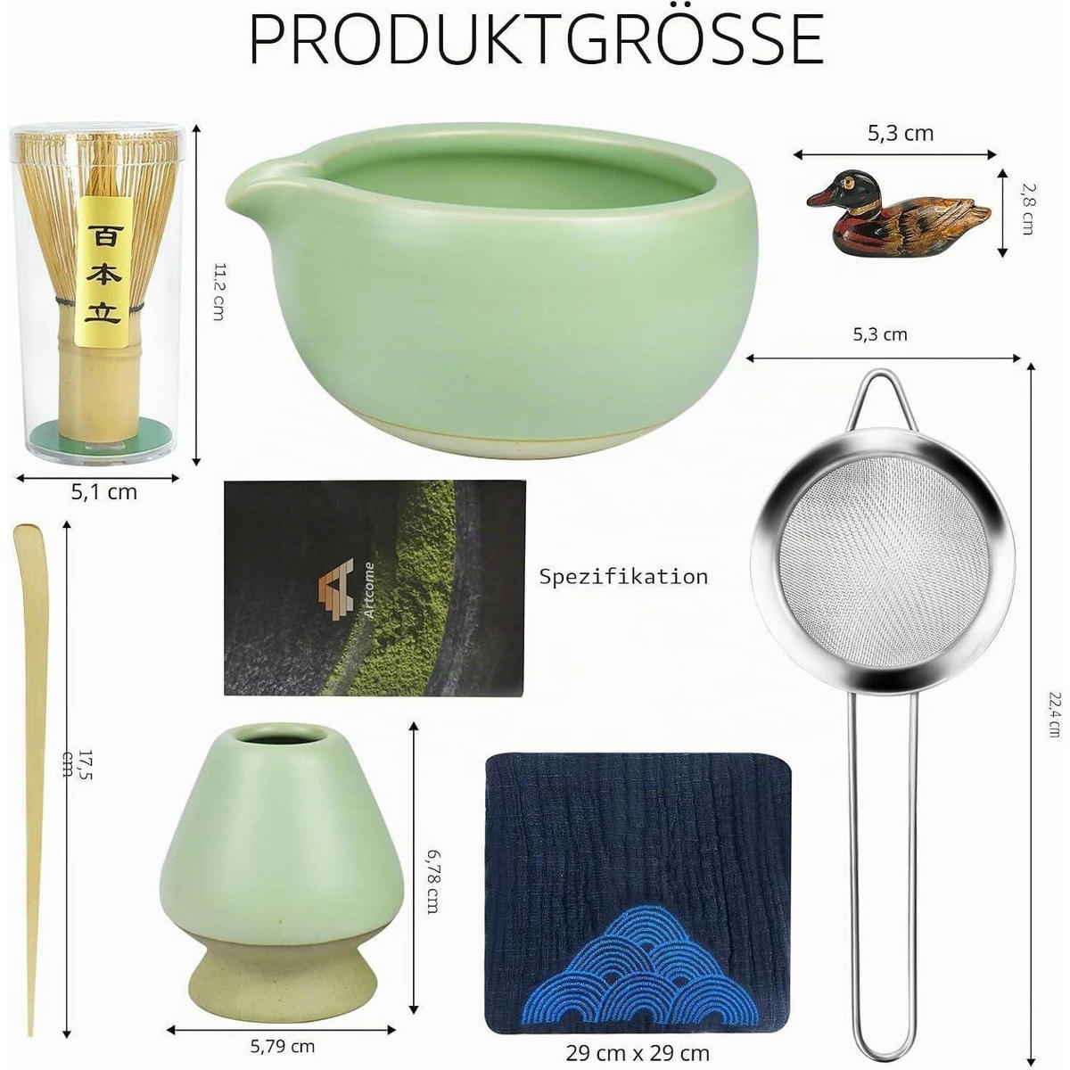 TEEZEREMONIE Set Matcha Grün 5-teilig - Grün, Keramik (5.3/11.2/22.4cm)
