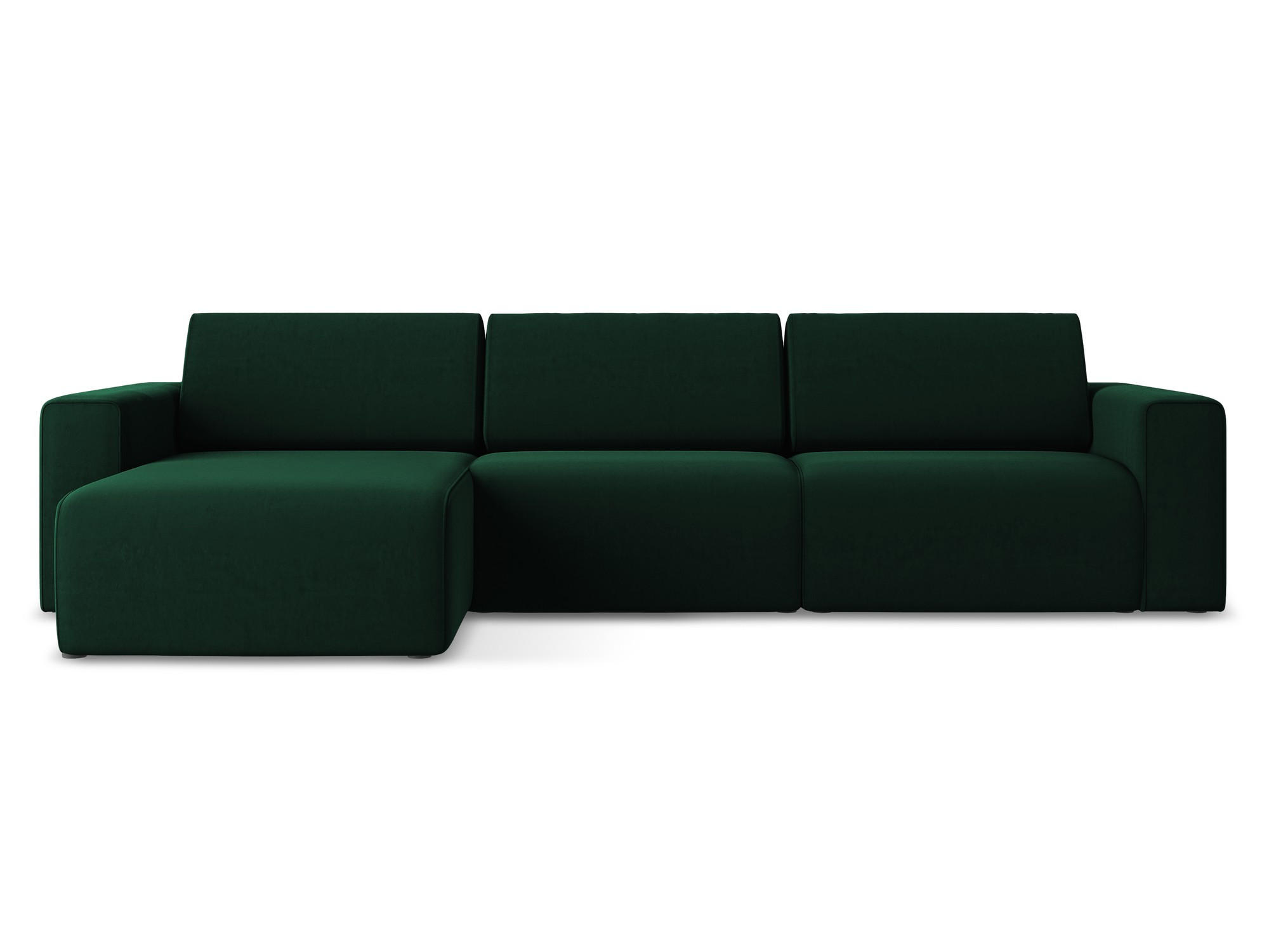 ECKSOFA Links Samt Stoff Grün - Blau/Dunkelgrün, Kunststoff/Textil (167/314cm) - Makamii