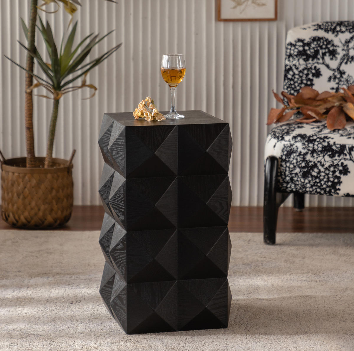 COUCHTISCH 60 cm Schwarz aus Massivholz und MDF im Vintage-Stil - Schwarz, Holzwerkstoff (37/37/60cm) - OKMYHOME