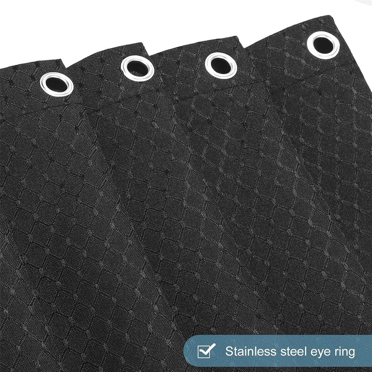 DUSCHVORHANG schimmelresistent Stoff dick klein Polyester Waffelstruktur Schwarz für Badewanne mit Haken 180 x 200 cm - Schwarz, Textil (200/180cm) - MCBOSON