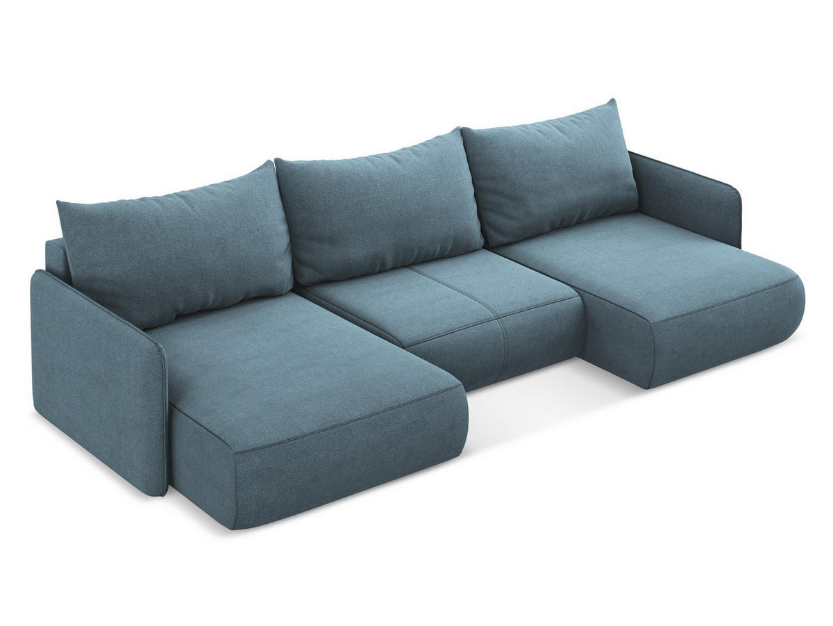 WOHNLANDSCHAFT Strukturstoff Stoff Blau - Blau/Schwarz, Kunststoff/Textil (290/86/148cm) - Makamii