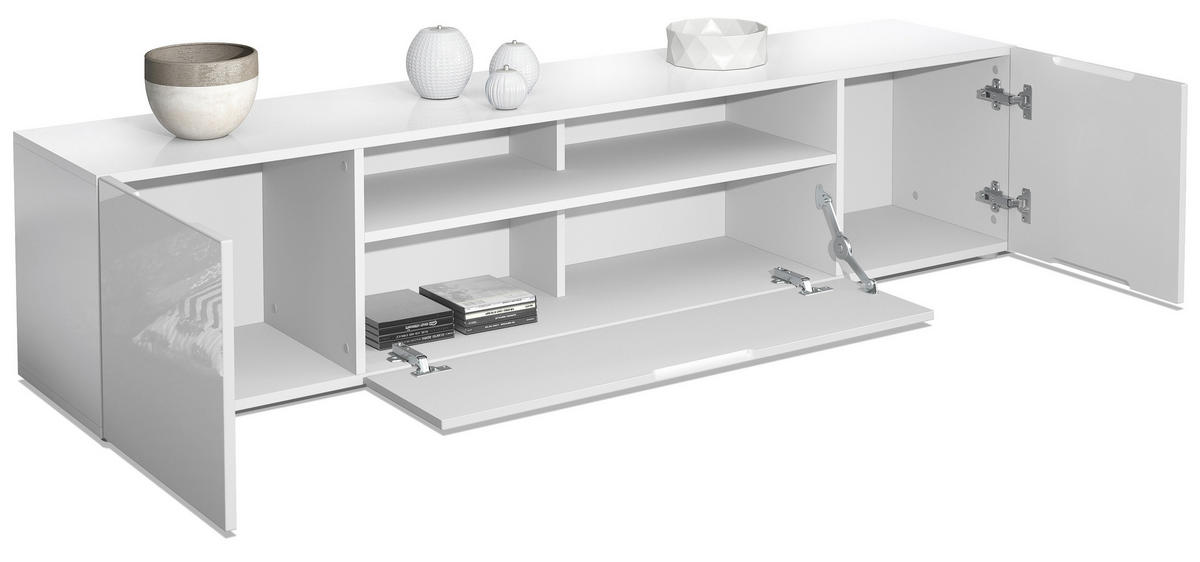 LOWBOARD Mogan Fronten in Bordeaux Hochglanz - Bordeaux, Holzwerkstoff (181/39/35cm) - Vladon