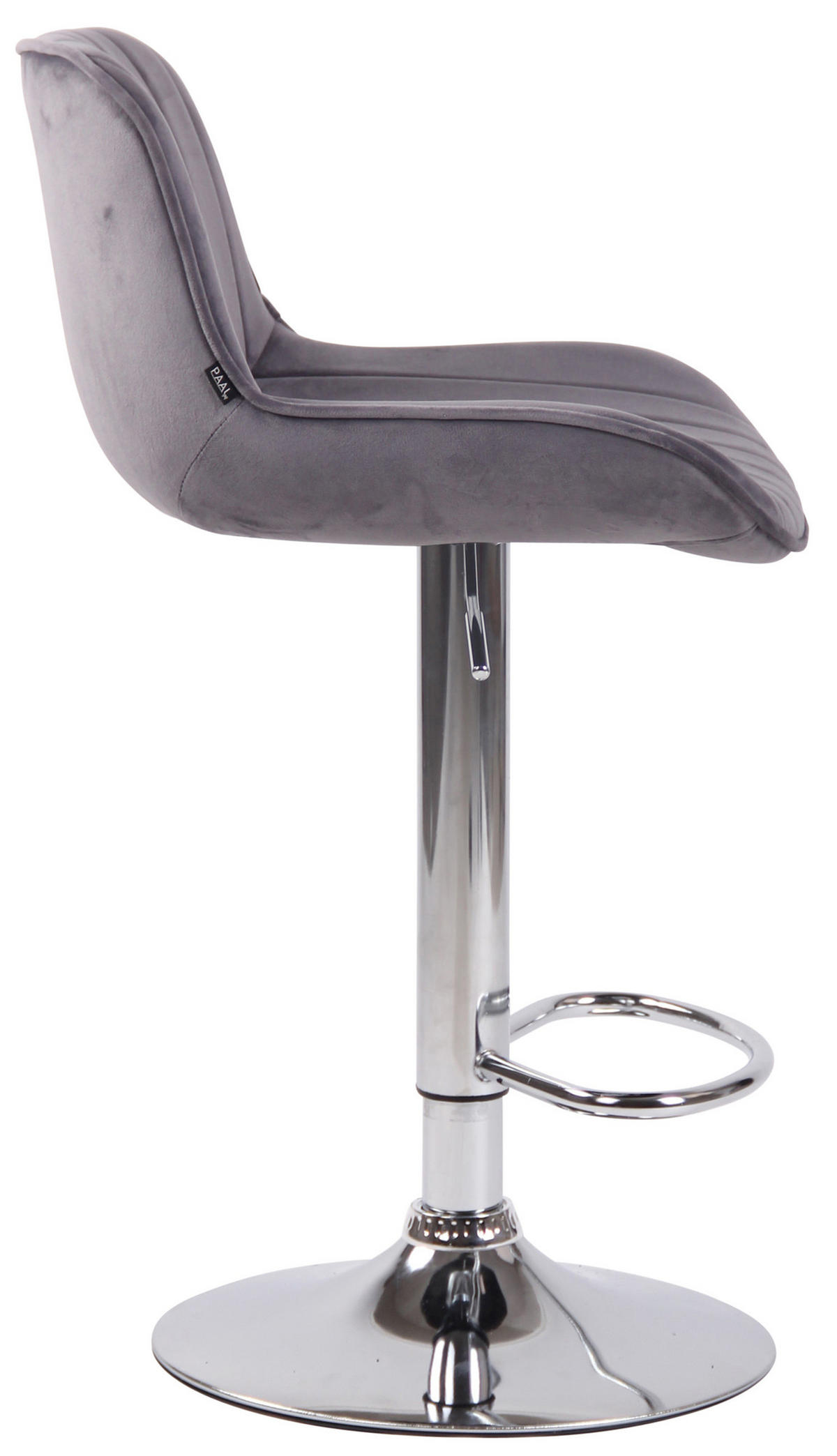 BARHOCKER Lento, Gestell Metall in Chromoptik, Samt Dunkelgrau - Chromfarben/Dunkelgrau, Textil/Metall (50/100/50cm) - TPFLiving