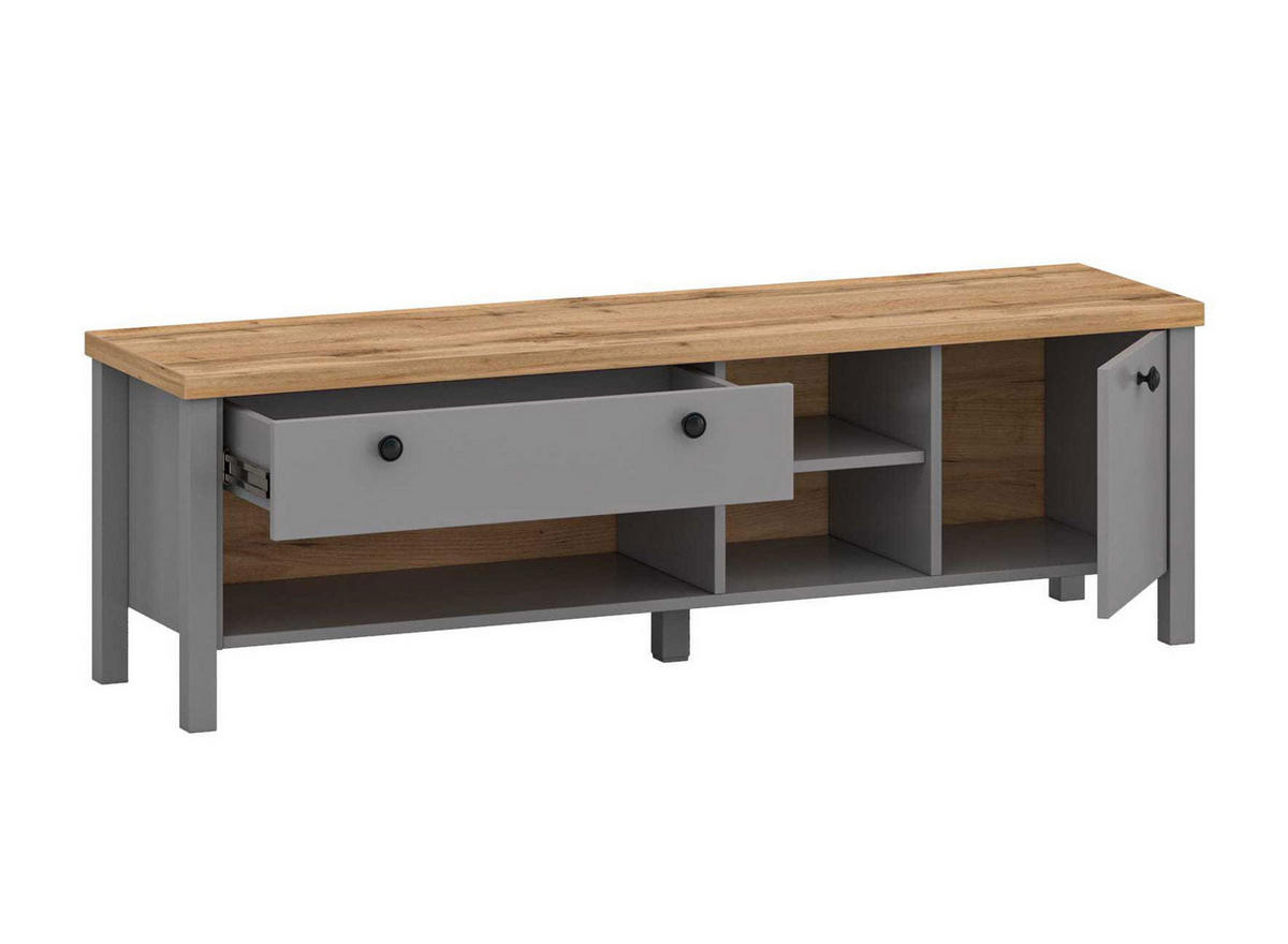 LOWBOARD Melini schiefergrau / Eiche Delano hell 146 / 38 / 46 cm - Eichefarben/Grau, Holz/Holzwerkstoff (146/46/38cm) - Feldmann-Wohnen