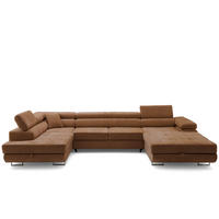 ECKSOFA U-Form WILD U Links mit Schlaffunktion 130x260 Chenille Braun - Silberfarben/Braun, Holz/Textil (350/90/203cm) - Muffo