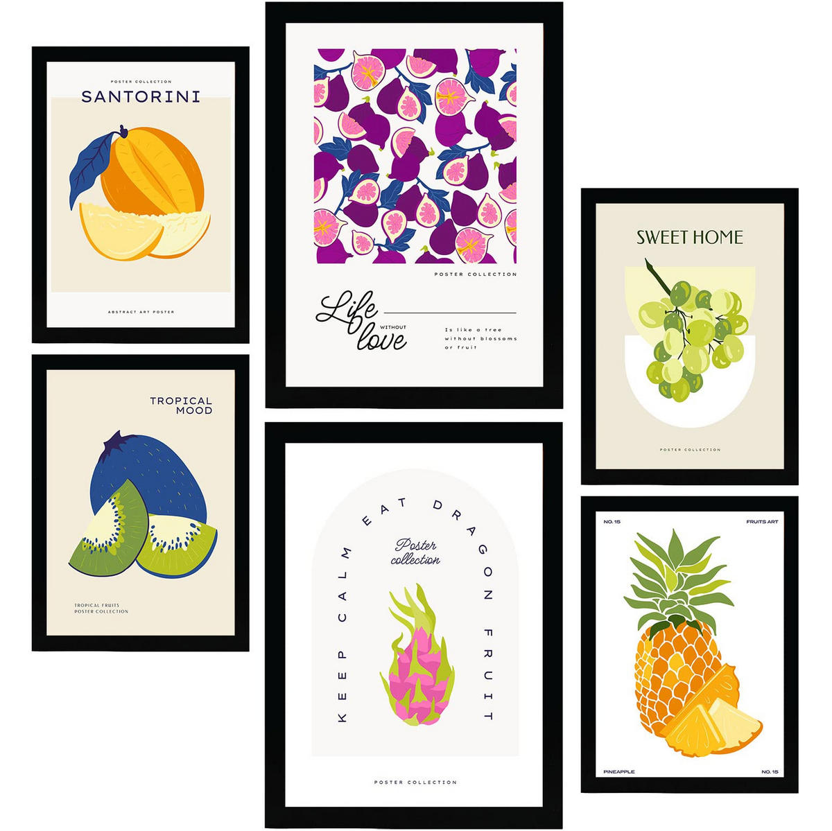 POSTER Set Mit 6 Lebensmittel Und Ernährungs Süße Früchte A3 & A4 Rahmenlos - Klar, Papier (29/3cm) - Nacnic