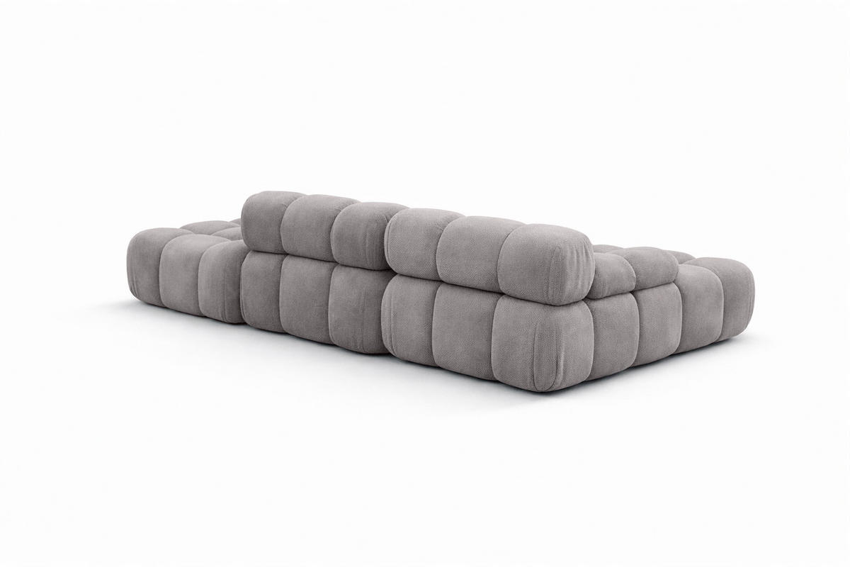ECKSOFA L-Form Modular Mit Hocker, Veloursstoff Salvador, Grau, Rechts, Selia - Grau, Holz (285/160cm) - Kaiser Möbel
