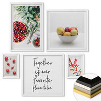 WANDBILDER 5er-Set - 50x50 cm & 20x30 cm & 40x60 cm Weißer Rahmen - Minimalismus der roten Früchte von Pflanzen - Weiß, Kunststoff (40/60cm) - ArtPrintCave
