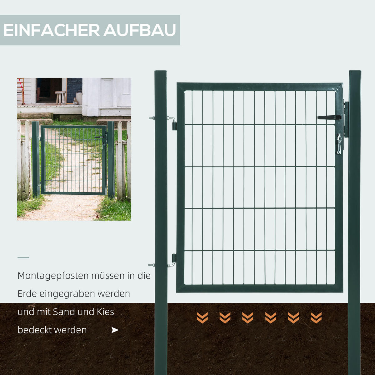 GARTENTOR, Grün, Stahl, PVC - Grün, Metall (97/150cm) - HOMCOM