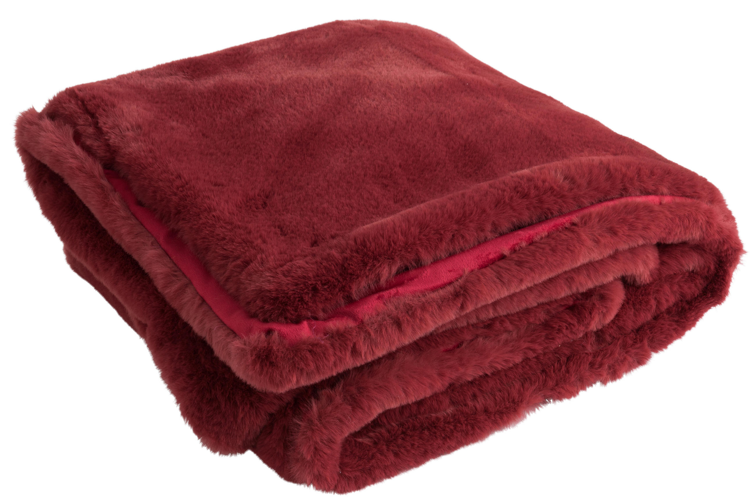 PLAID CUTIE - Pelz - Weihnachtsrot - 180/130/3 cm - Bordeaux, Fell (130/180cm) - J-Line