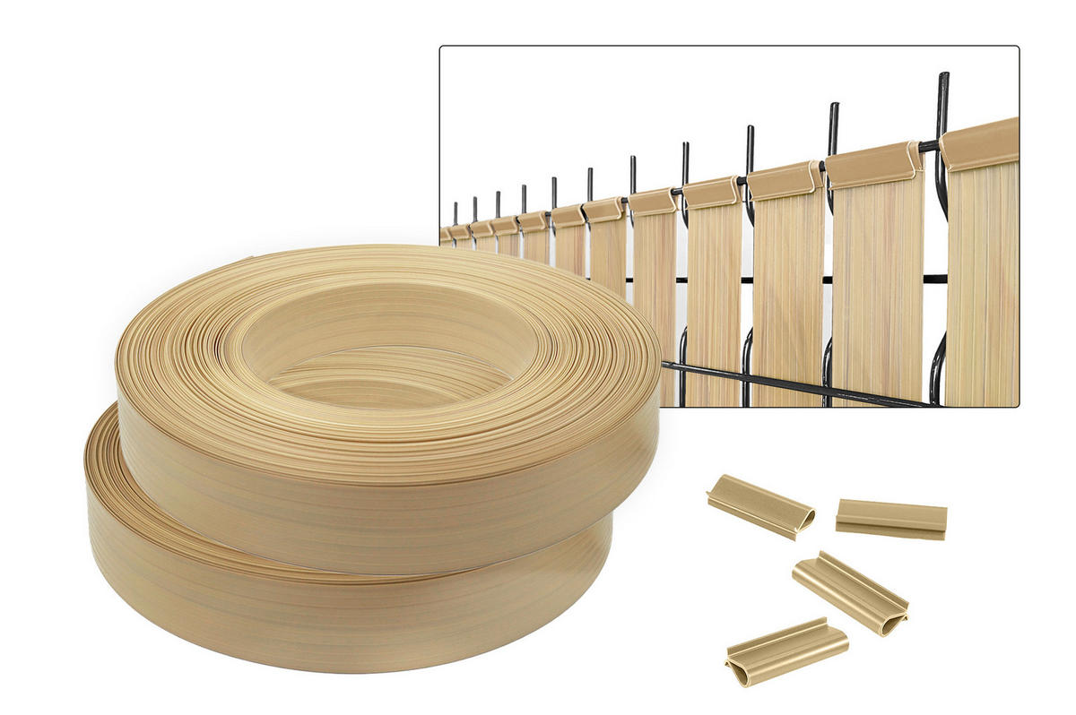 PVC SICHTSCHUTZSTREIFEN ROLLE FLEXIBEL Baldo Beige 200m L.46mm - Mit Clips und Endprofil - Beige, Kunststoff (20000/0.1cm) - Casanoov