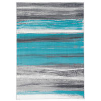 MODERN DESIGNER VELOURS TEPPICH SAMBA - Türkis/Grau, Textil (80/150cm) - Pergamon