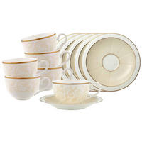 KAFFEE-/TEETASSEN MIT UNTERTASSEN Ivoire weiß-gold 120 ml 6er Set - Goldfarben/Weiß, Keramik (16/8.2/16cm) - Villeroy & Boch
