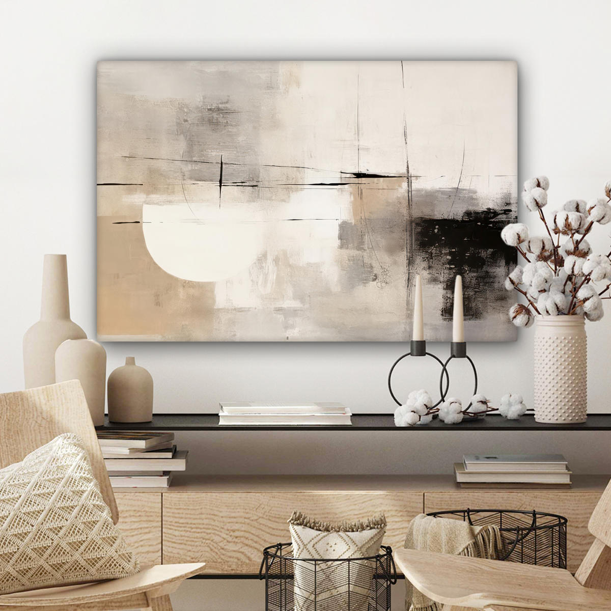 LEINWANDBILD Abstrakt - Kunst - Grau Wanddeko 90x60 cm - Hellgrau, Textil (90/60cm) - MuchoWow