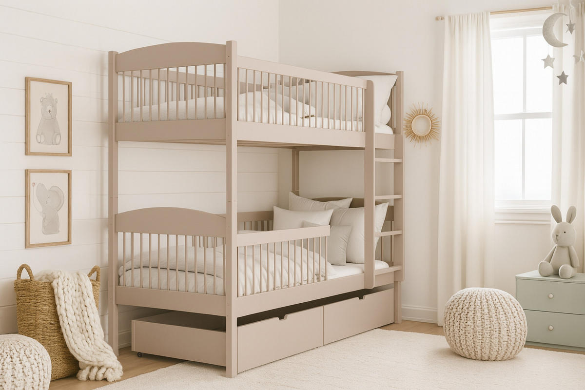 ETAGENBETT LUNEA 90/200 in Cashmere - Beige, Holz/Holzwerkstoff (90/200cm) - Deine Möbel 24