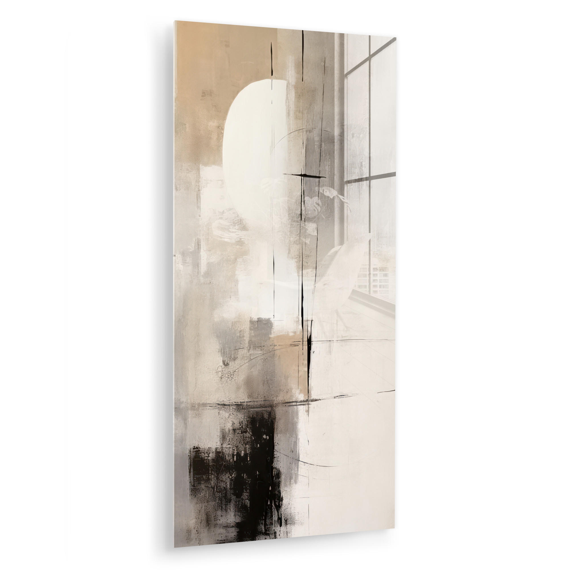 ACRYLGLASBILD Abstrakt - Kunst - Grau 60x120 cm - Hellgrau, Glas (60/120cm) - MuchoWow