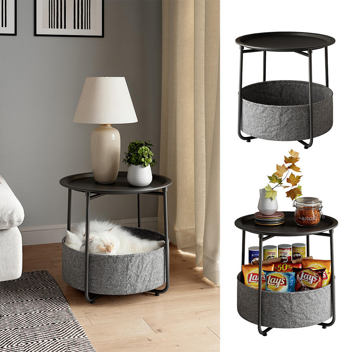 COUCHTISCH Liva Schwarz 47 x 50 cm - Schwarz, Holzwerkstoff (50/47/50cm) - Vicco