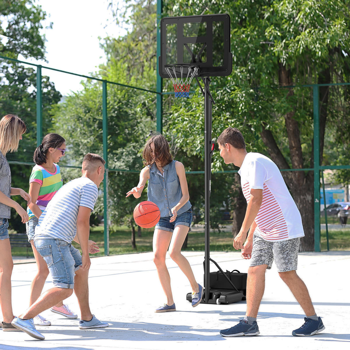 BASKETBALLSTÄNDER DE-10357 höhenverstellbar 235-305 cm Schwarz - Schwarz, Metall (75/110cm) - ComfortXL