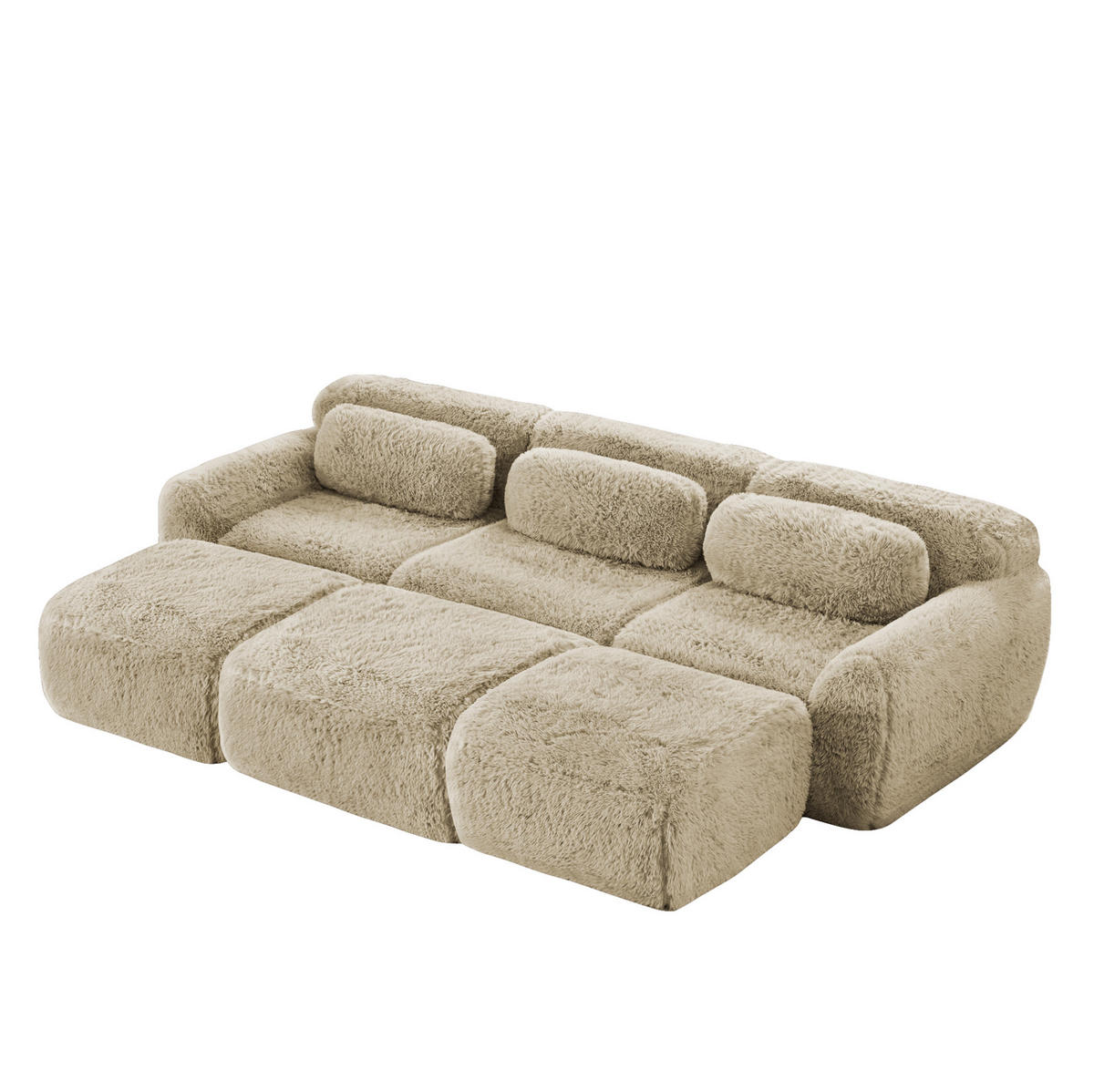 SOFA modular rahmenlos Plüsch Light Khaki - Braun, Kunststoff (179/73/291.1cm) - Meubliv