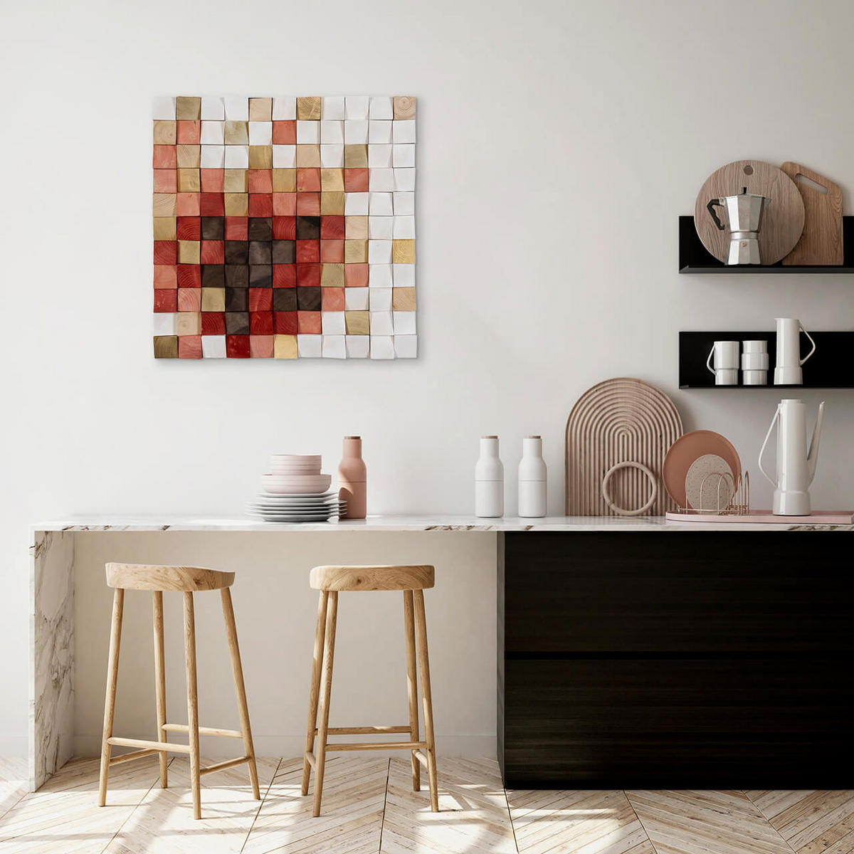 HOLZBILD 75/75 cm - Rot, Holz (75/75cm) - KUNSTLOFT