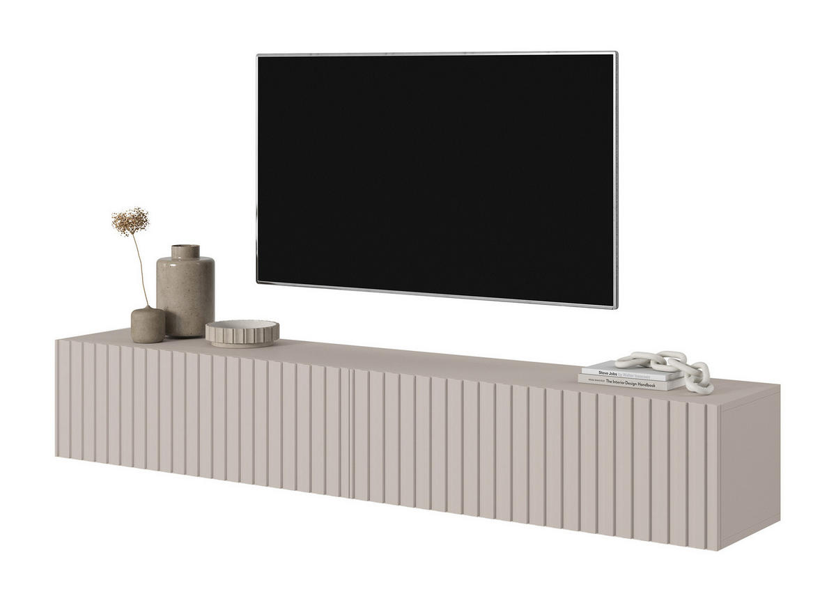 TV-HÄNGEBOARD Telire graubeige mit Lamellenfronten 175 cm - Greige, Holzwerkstoff (175/30/31.6cm) - Selsey