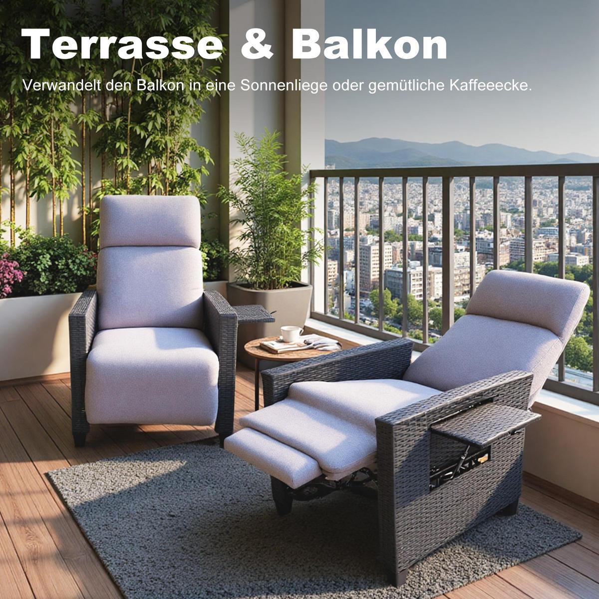 GARTEN-RELAXSESSEL-TY02 - Schwarz, Metall (77.5/112/75cm) - BELONID