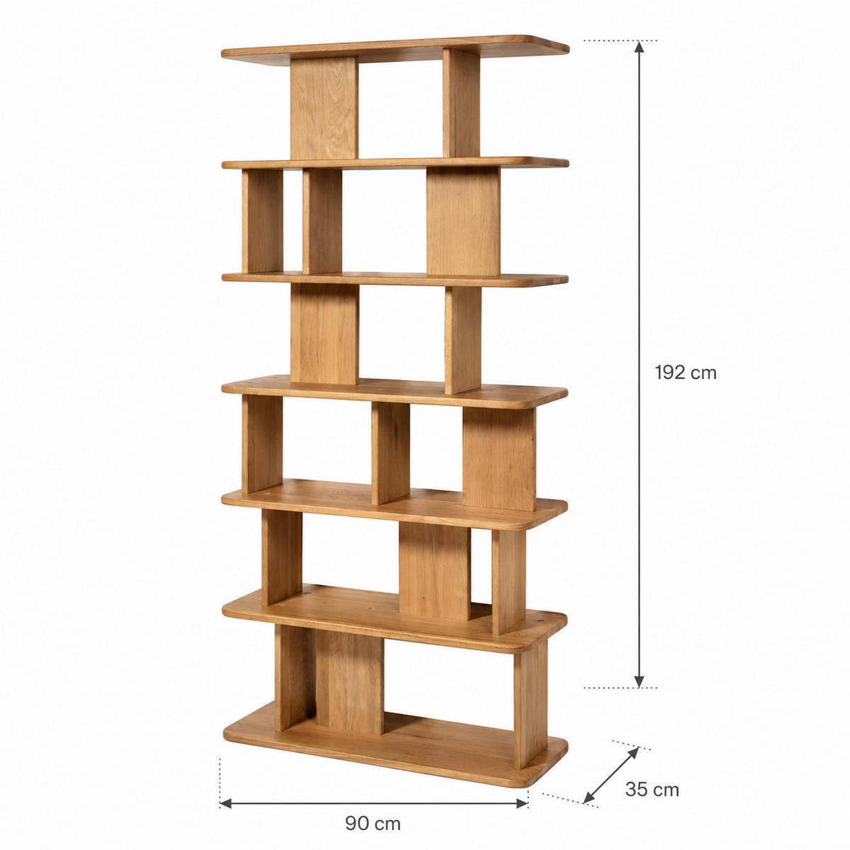 BÜCHERREGAL Franz, Natur Massiveiche - Beige, Holz (90/192/35cm) - WOODEK