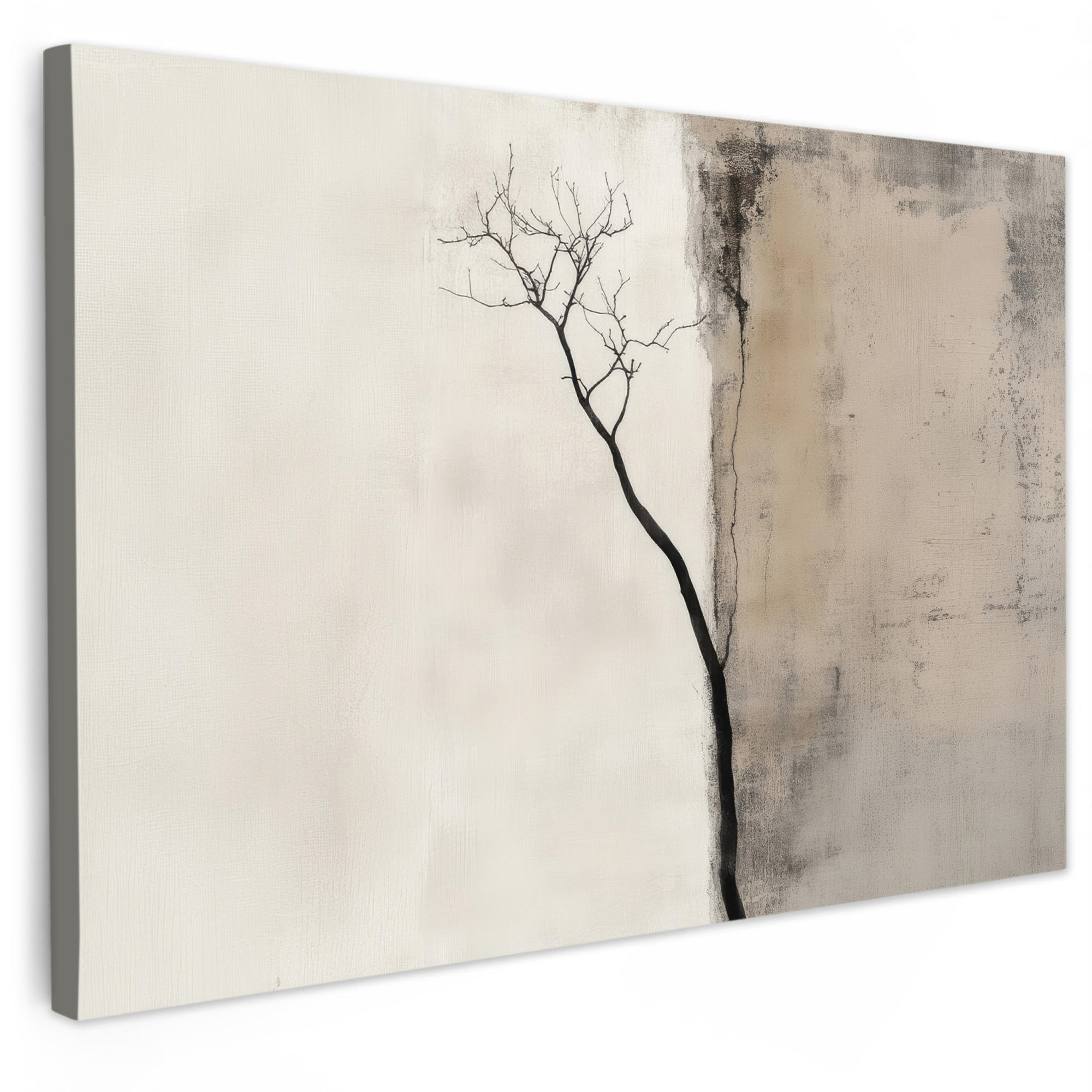 LEINWANDBILD Wabi sabi - Pflanze - Beige Groß 140x90 cm - Taupe, Textil (140/90cm) - MuchoWow