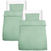BETTWÄSCHE Meline 135/200 cm + Kissenbezug 40/80 cm Salbei Seersucker 2er - Salbeigrün, Textil (40/80cm) - Beautissu 