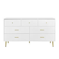 SIDEBOARD mit 6 Schubladen und Goldenen Akzenten, 140/35/76cm - Weiß, Holzwerkstoff/Metall (140/76/35cm) - Urban Meuble