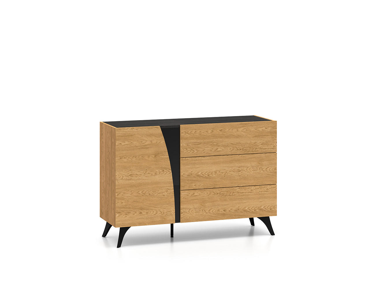 KOMBIKOMMODE Toscania Eiche / Schwarz 120 / 40 / 82cm - Eichefarben/Schwarz, Holz/Holzwerkstoff (120/82/40cm) - Feldmann-Wohnen