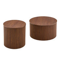 COUCHTISCH-SET 2-teilig in Walnussoptik mit Stauraum und Säulendesign,65/65/40 cm - Walnussfarben, Holzwerkstoff (65/65/40cm) - BEAOK