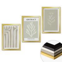 WANDBILDER 3er Set - 20x30 cm Goldrahmen - Abstrakte Pflanzenmuster - Goldfarben, Kunststoff (20/30cm) - ArtPrintCave