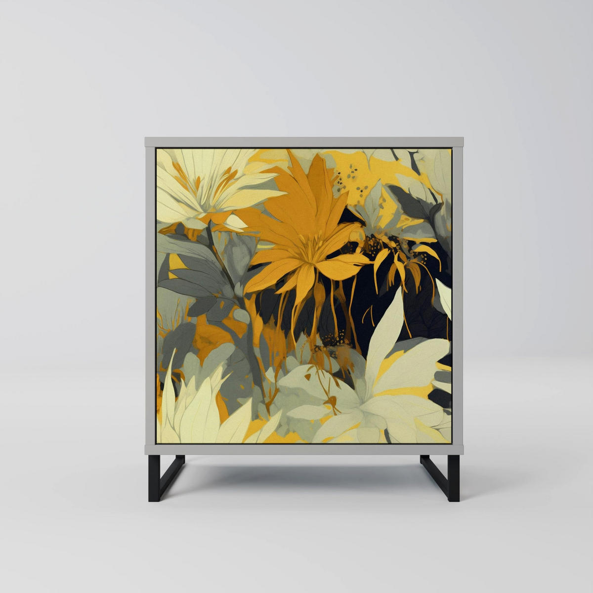 SIDEBOARD SUNKISSED LILY, Grau, 57,5x42x57,5 cm, Ohne Füße - Multicolor/Grau, Holzwerkstoff (57.5/57.5/42cm) - SpaceRebels